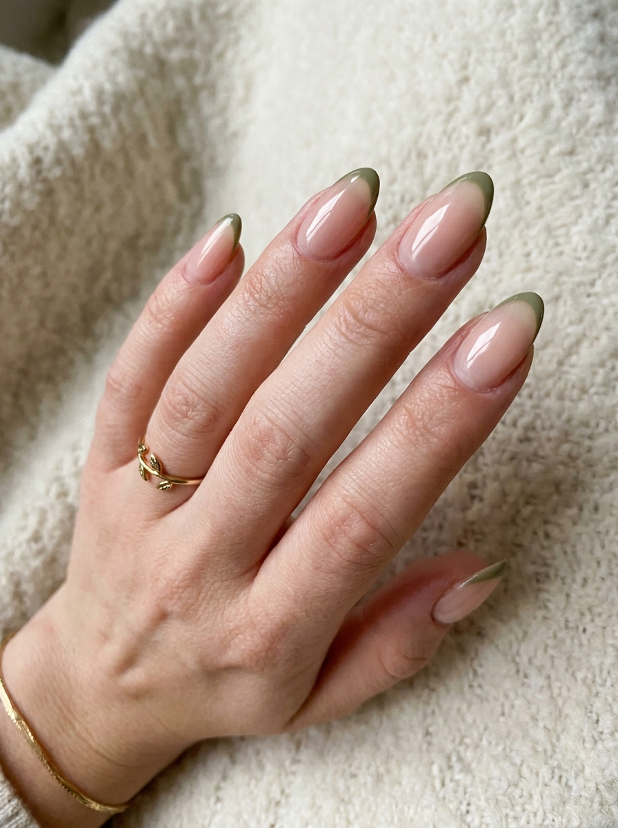 Olive Green French Tips als olivgrüne Herbstmaniküre 2026